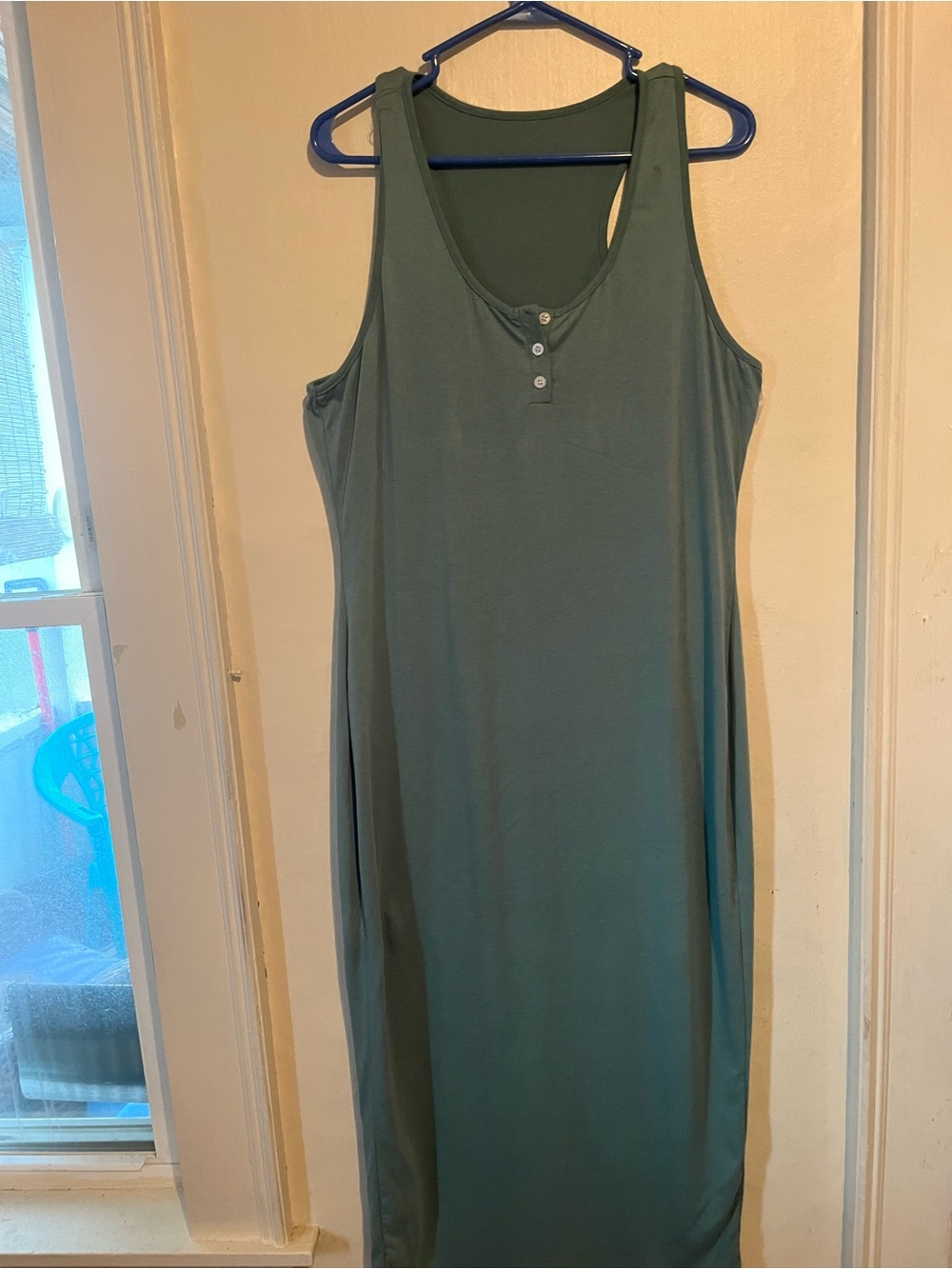 🌿 Women’s XL Olive Green Bodycon Maxi Dress – Like New (No Tags)